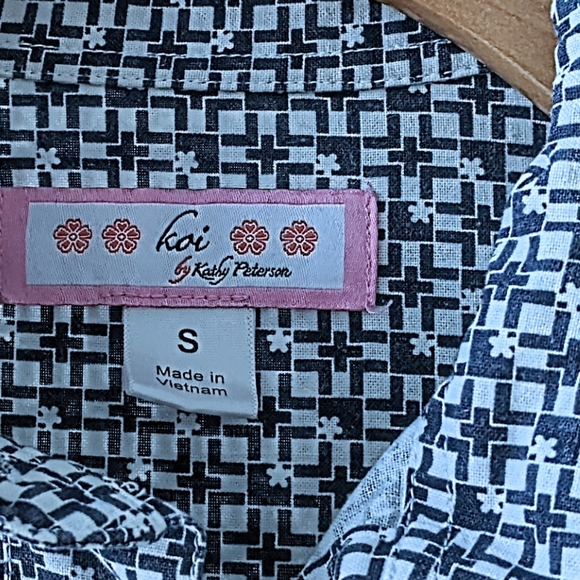 Cotton Blue and White Printed Dress. Pockets! Small. - Picture 8 of 12